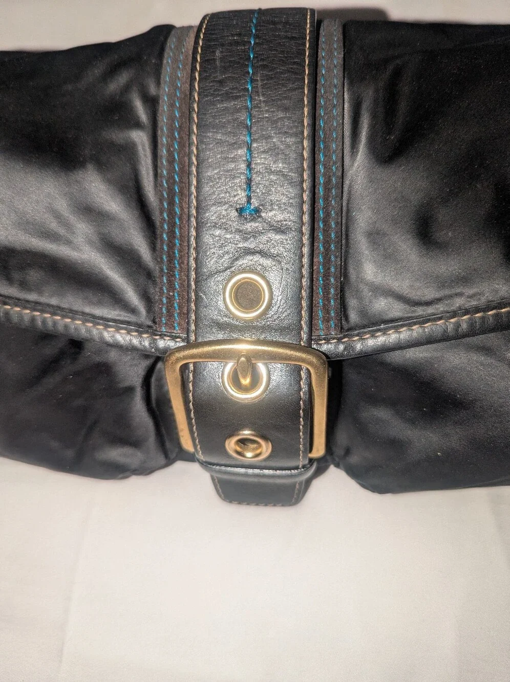 Coach Y2K Hampton Nylon Black Crossbody Bag With Flap Buckle 8F27